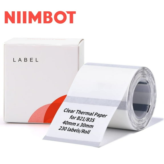 NIIMBOT B1/B21/B3S Round Printer Labels, 1.57" x 1.18", Clear, 230 Labels/Roll