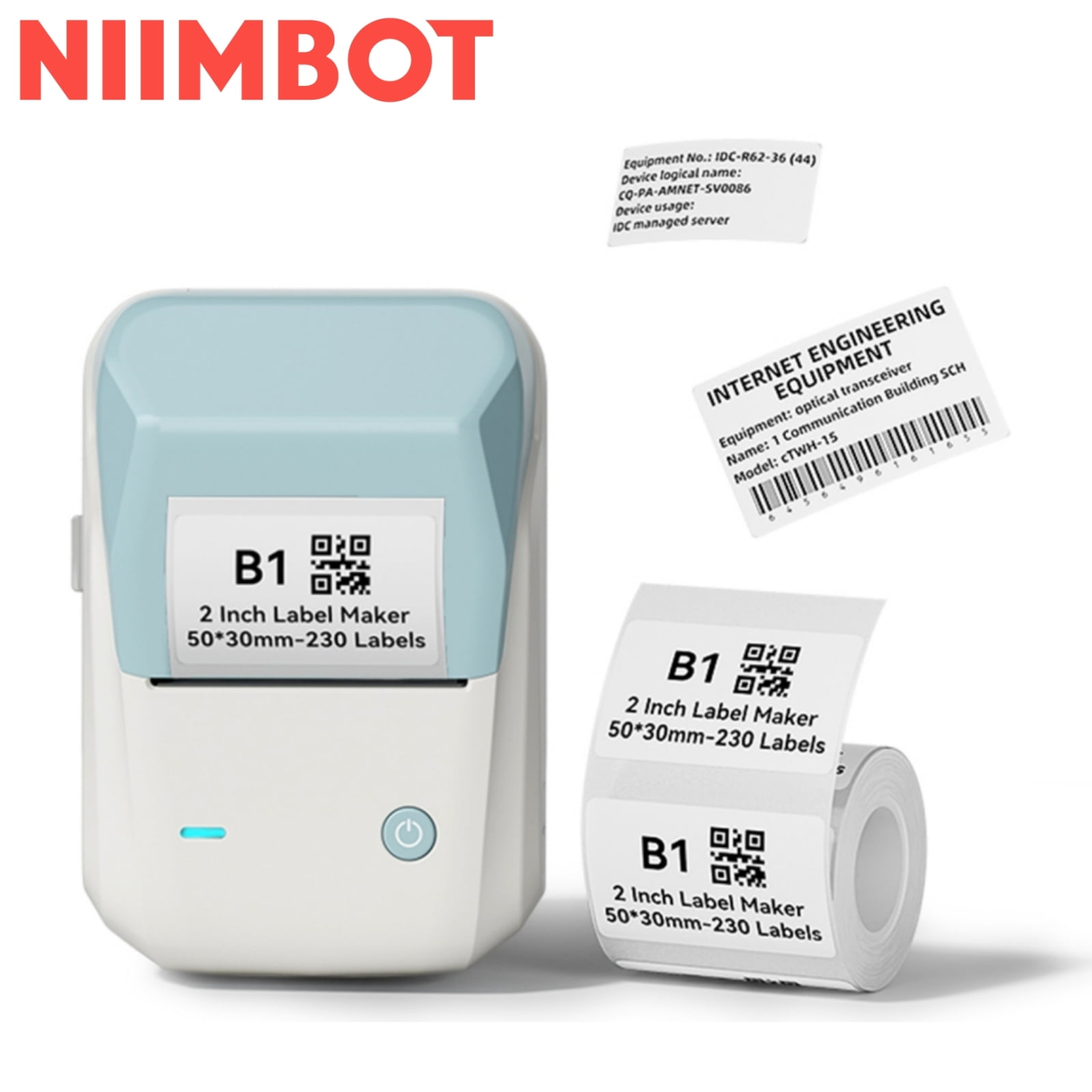  NIIMBOT B1 Label Maker with Auto Identification,2 Inch  Bluetooth Portable Label Printer Easy to Use for Office, Home, Business  (with 2x1.18 inch Label) : Office Products