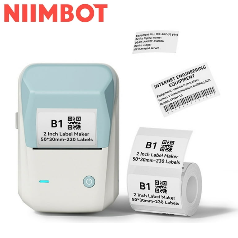 NIIMBOT B1 Label Makers, 2 Inch Bluetooth Label Maker Auto Identification  Portable Label Printer (Cyan) 