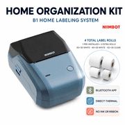 NIIMBOT B1 Bluetooth Thermal Label Maker, 203 DPI Portable Sticker Printer for Pantry, Jars, Storage Bins & Home Organization, Lake Blue, Home Organization Kit, 4 Label Rolls