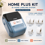 NIIMBOT B1 Bluetooth Thermal Label Maker, 203 DPI Portable Sticker Printer for Pantry, Jars, Storage Bins & Home Organization, Lake Blue, Home Plus Kit, 7 Label Rolls