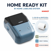 NIIMBOT B1 Bluetooth Thermal Label Maker, 203 DPI Portable Sticker Printer for Pantry, Jars, Storage Bins & Home Organization, Lake Blue, Home Ready Kit, 1 Label Roll