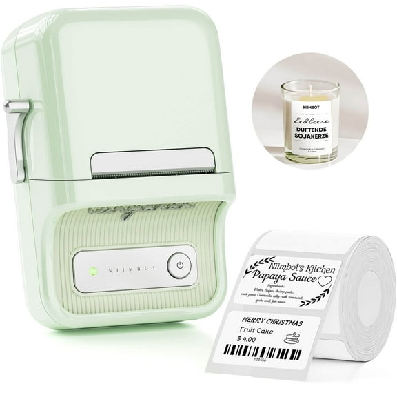 NIIMBOT B21 Label Maker Machine with Tapeļ¼2 Inch Inkless Sticker Printer Thermal Labeler for Price Address Label for Home Storage Office and Small Business,Mint Green