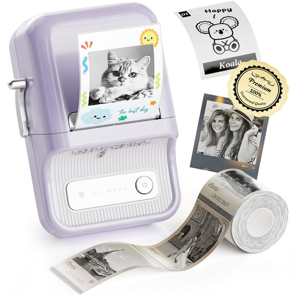 NIIMBOT B21 Pro HD Photo Printer Label Maker Machine, NEW Upgrade !300 DPI ! Sticker Printer Thermal Labeler for Business Home Office Organization,Purple