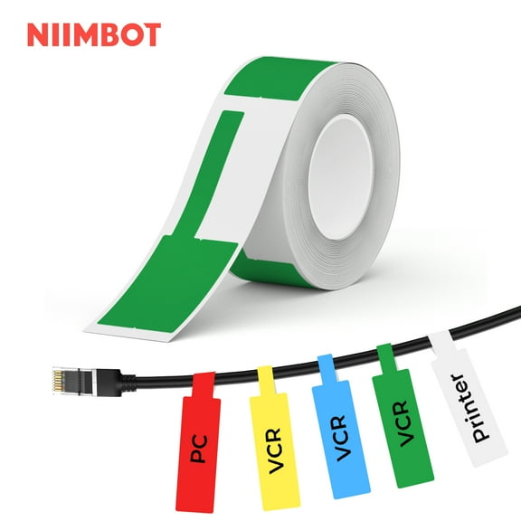 NIIMBOT Cable Label Maker Tape (1" x 3") Printer Sticker Paper with Self-Adhesive for B1/B21/B3S,1 Roll of 100 (Green)