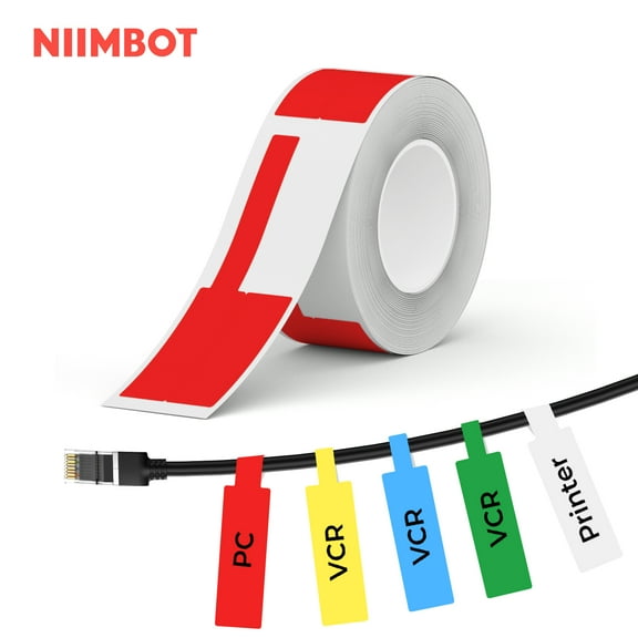 NIIMBOT Cable Label Maker Tape (1" x 3") Printer Sticker Paper with Self-Adhesive for B1/B21/B3S,1 Roll of 100 (Red)
