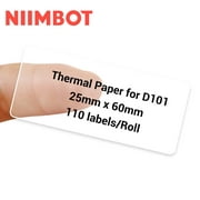 NIIMBOT D101 Labels, 1"x 2.36"(25x60mm) Thermal Sticker Label for D101 Label Maker, 1 Roll of 110 Papers(Clear)