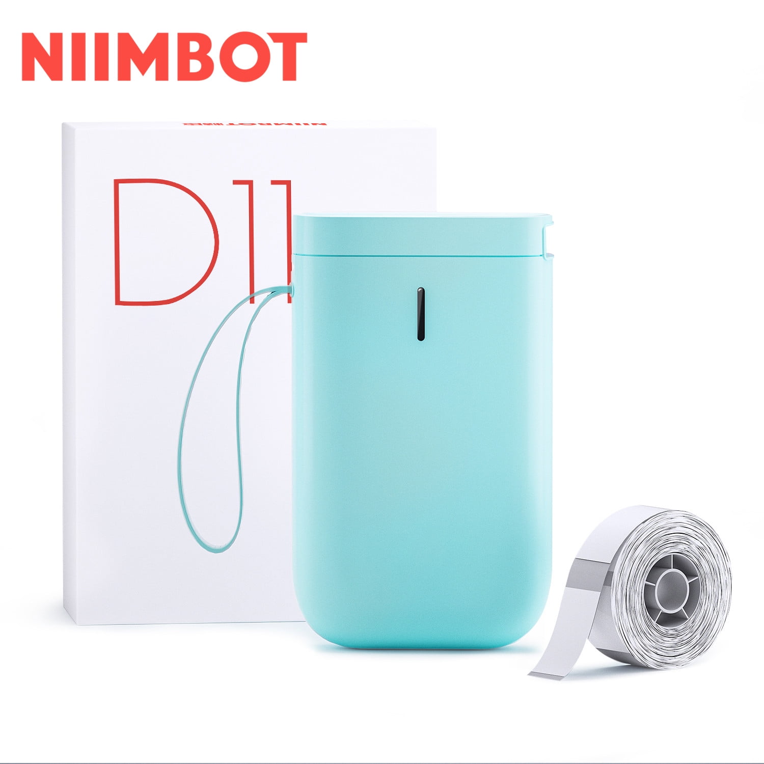 NIIMBOT D11 Label Maker with Tape, Mini Bluetooth Wireless Label Printer  Inkless Labeler Sticker Portable Rechargeable Label Printer Machine (Green) 