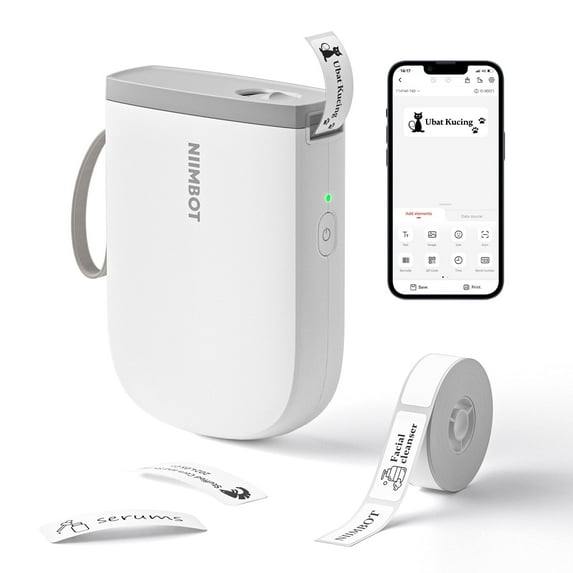 NIIMBOT D11 Upgraded HD 300 dpi Label Maker Mini Bluetooth Wireless Label Printer Inkless Labeler Rechargeable(White)
