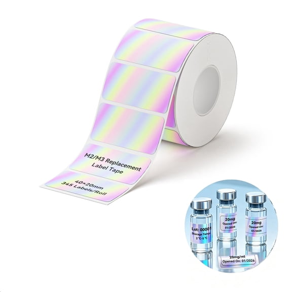 NIIMBOT Hologram Thermal Transfer Labels 1.97''×1.18'', for M2/M3 Label Maker, Long Storage Time, for Medicine Bottle Labeling, Cosmetics, Vitamins Labeling