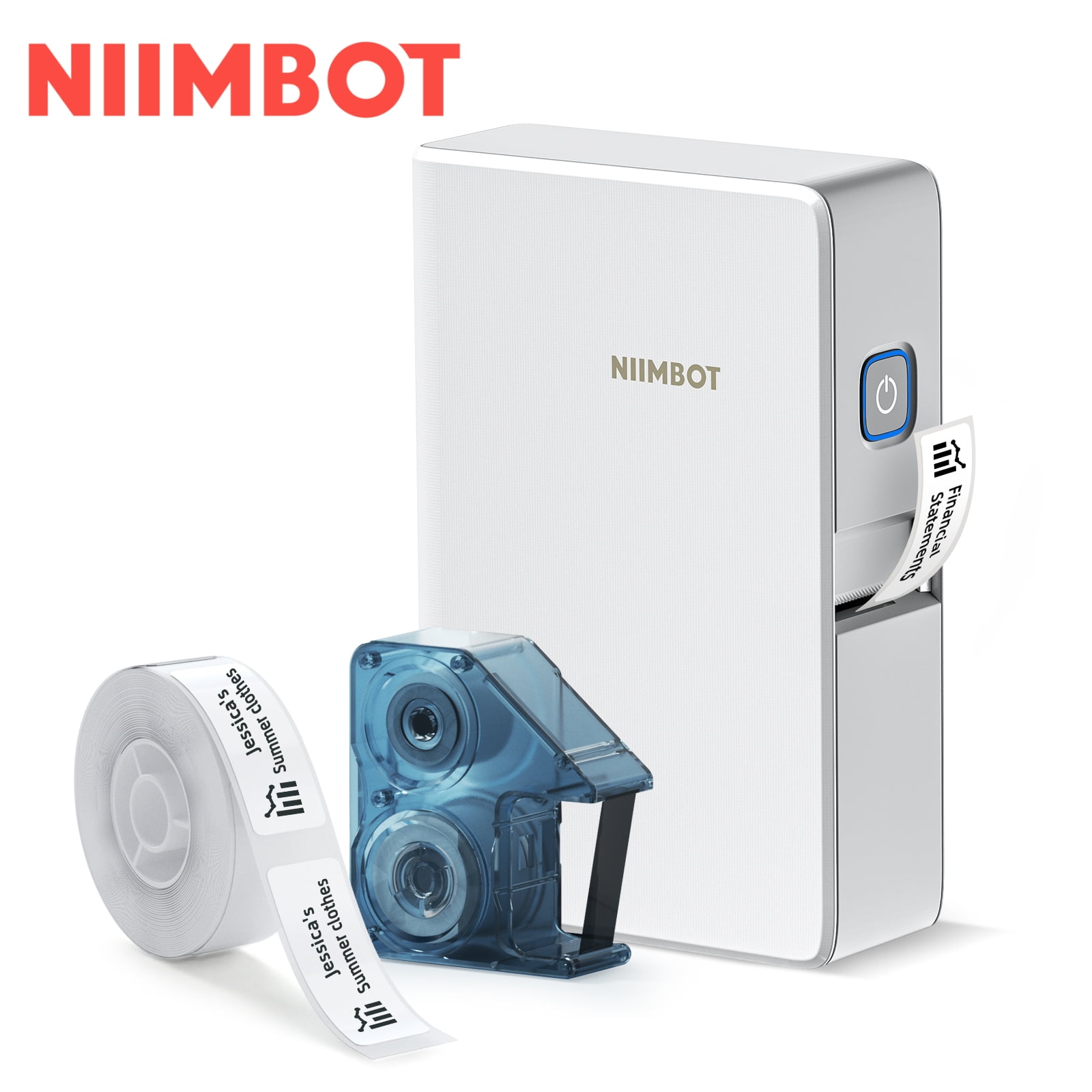 Niimbot B Mini Bluetooth Thermal Label Maker With Black Ribbon Cartridge White Labels