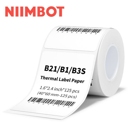 NIIMBOT Label Maker Tape Sticker Labels Print Paper Replacement for B21/B1/B3S White-1.57"x 2.36"(40*60mm)
