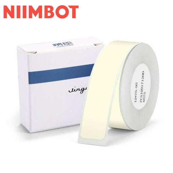 NIIMBOT Label Maker Tape White Label Print Paper Compatible for D11/D110/D101/H1S, Thermal Sticker Paper 0.47" x 2.95" Waterproof Labeling Tape Replacement 160 Labels/Roll (Light Yellow)