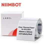 NIIMBOT Labels for B1/B21/B3S Label Printer, Thermal Labels 1.57"x 2.36"(40x60mm), 1 Roll of 125 Sticker Labels (Clear)