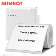 NIIMBOT Labels for B3S Label Printer,2.76"x3.15"(70x80mm)Thermal Sticker Label, 1 Roll of 95(White)