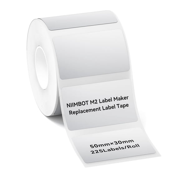 NIIMBOT M2 Thermal Transfer Labels, Only for M2 Label Maker, PET Material, Waterproof and High-Temperature Resistance, Long Storage Time (50x30mm Silver)