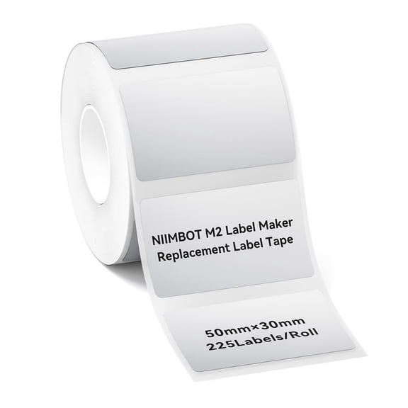 NIIMBOT M2 Thermal Transfer Labels, Only for M2 Label Maker, PET Material, Waterproof and High-Temperature Resistance, Long Storage Time (50x30mm Silver)