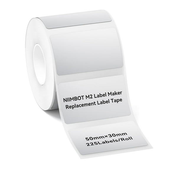 NIIMBOT M2 Thermal Transfer Labels, Only for M2 Label Maker, PET Material, Waterproof and High-Temperature Resistance, Long Storage Time (50x30mm Silver)