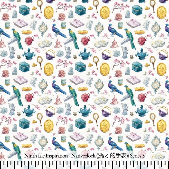 Ninth Isle Inspiration - Nativeclock Series - 100% Rayon Fabric By The Yard (Series5, HalfYard)