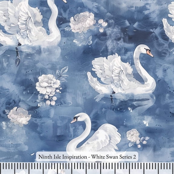 NIInspiration Print in HI by demand, White Swan Rayon Fabric by the Yard - Bulk  Wholesale Available