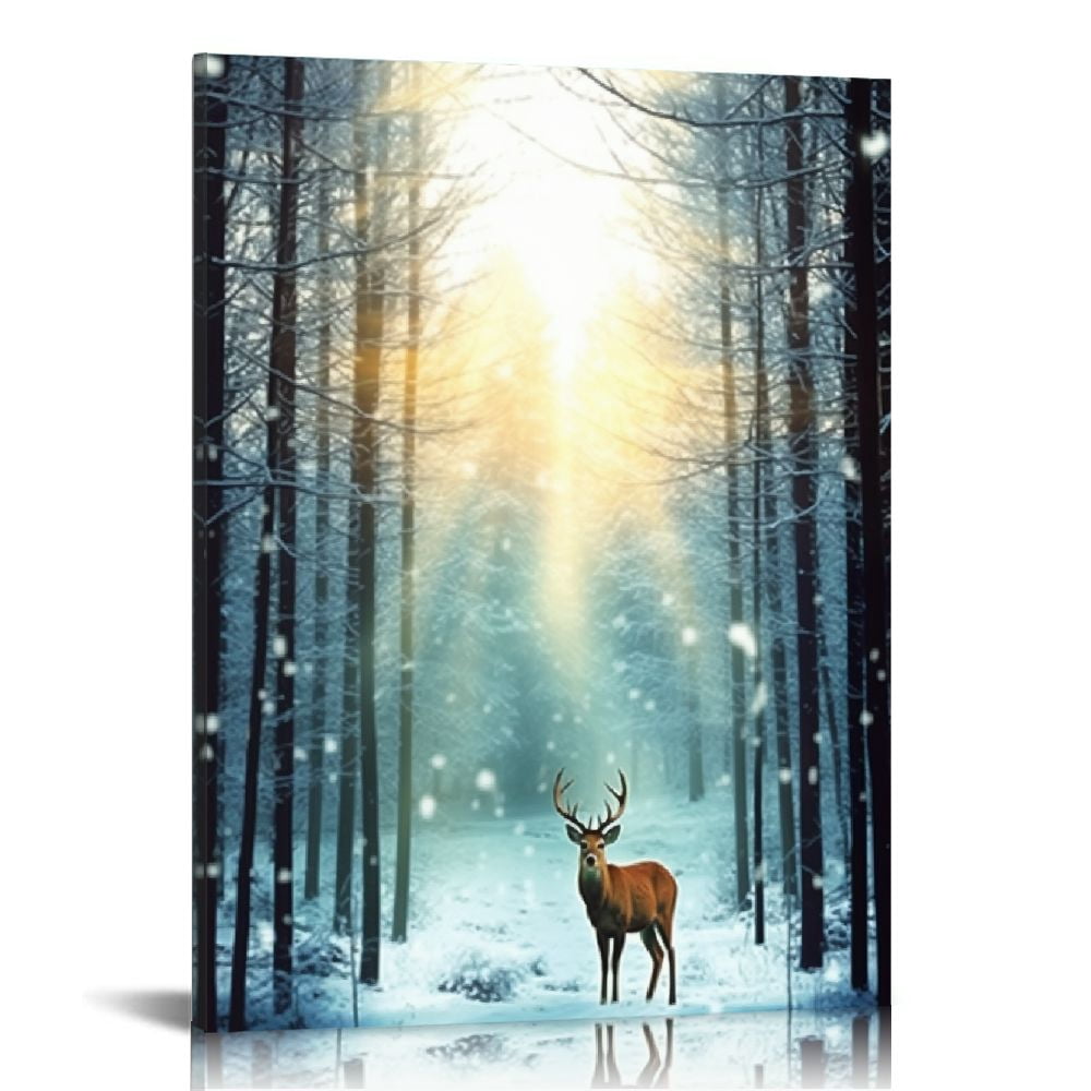 NIJIANKEHAN Christmas Decor Lost Deer Winter Wall Art Prints Cozy ...