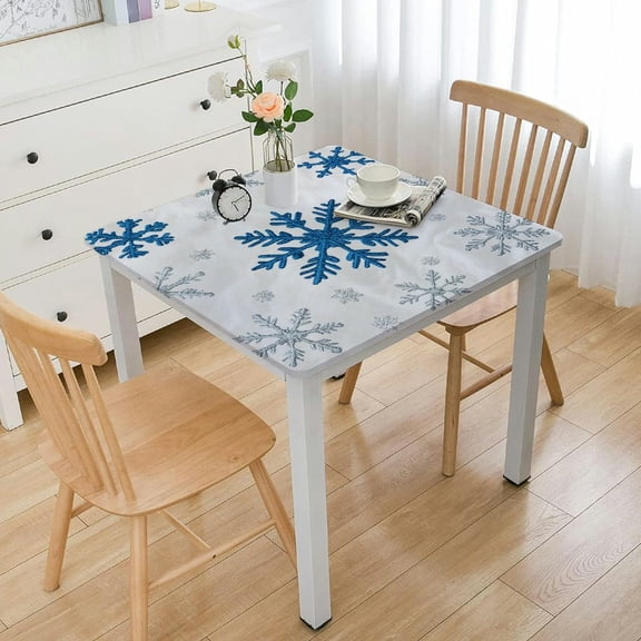 NIJIANKEHAN Christmas Snowflake Tablecloth Winter Wonderland Table Clothes Plastic Blue and White Winter Holiday Snowflake Table Cover for Christmas Holiday Birthday Party Supplies