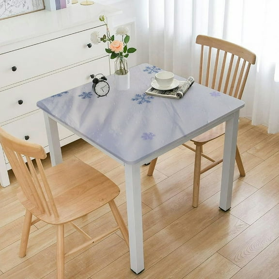 NIJIANKEHAN Christmas Winter Snowflake Tablecloth Blue White Snowflakes Plastic Tablecloth Disposable Winter Table Cloth Snow Holiday Table Cover for Birthday Party Supplies Decorations, x in 52"*52