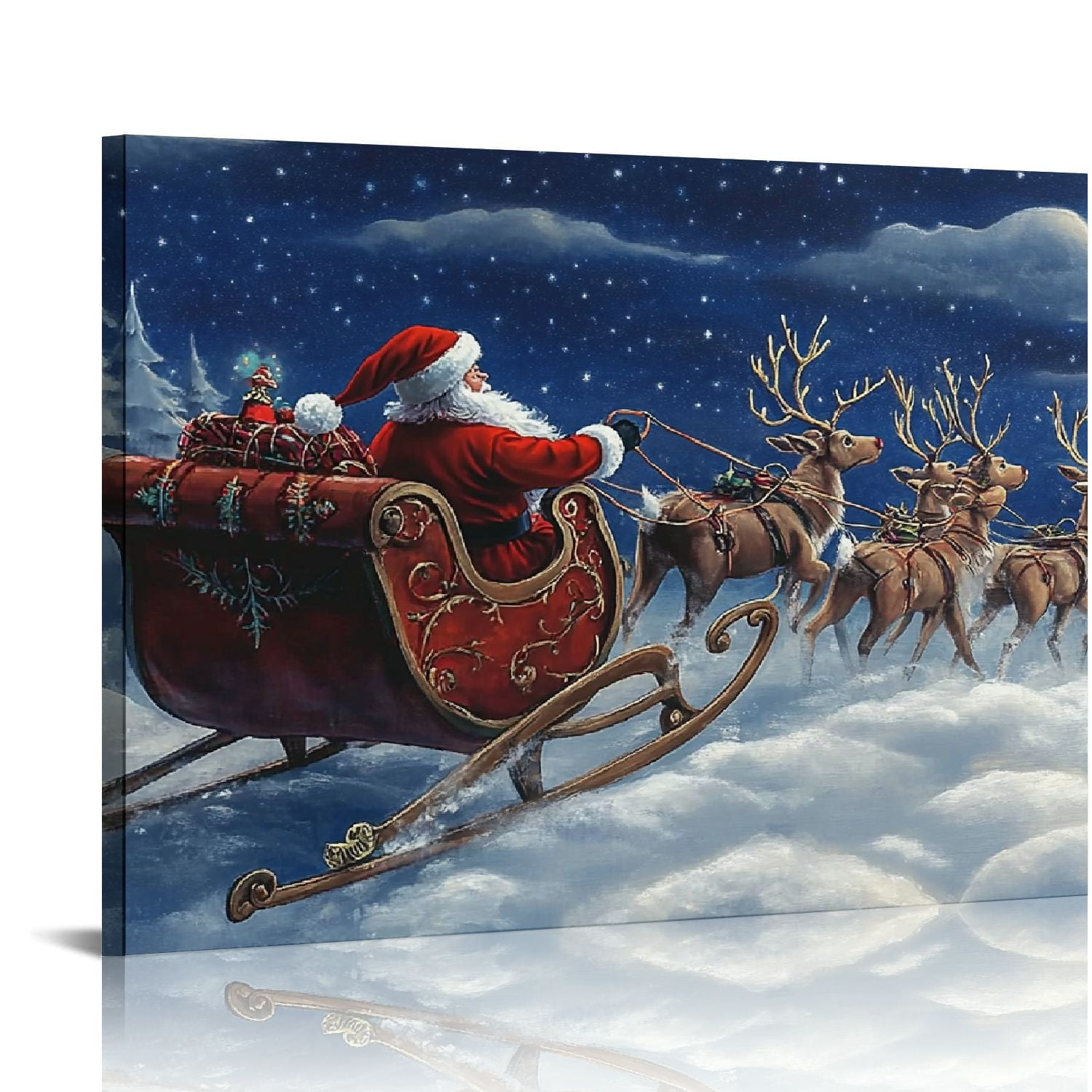 NIJIANKEHAN Gallery Wrapped Canvas Christmas Wall Art Print for Holiday ...