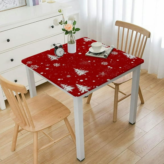 NIJIANKEHAN Merry Christmas Tablecloth Disposable Christmas Table Cloth Square Christmas Tree Santa Snowman Snowflakes Tablecloths Xmas Table Cover for Winter Holiday Christmas Party