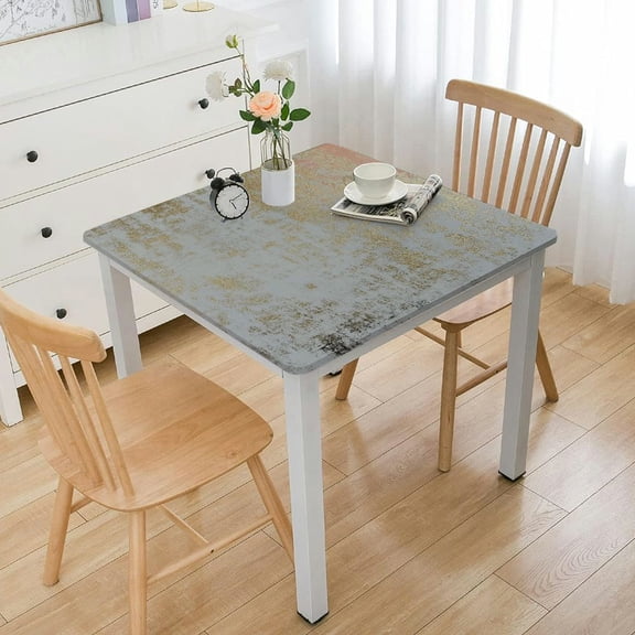 NIJIANKEHAN  Metals Metallic Foil Printed Fabric Table Cloth, Holiday, Winter, and Christmas Tablecloth Rectangular, Ivory-Gold)