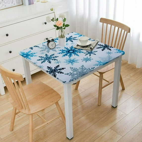 NIJIANKEHANChristmas Snowflake Tablecloth Table Cover Snowflakes Winter Plastic Tablecloth Winter Wonderland Decorations Scandinavian Snowflakes Table Cover for Christmas, Frozen Theme Party Supplies
