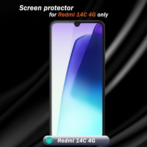 NIJUDA -1 Pack Privacy Screen Protector for Redmi 14C 4G with 2 Pack Camera Lens Protector, 9H Hardness, Anti Spy Tempered Glass Film