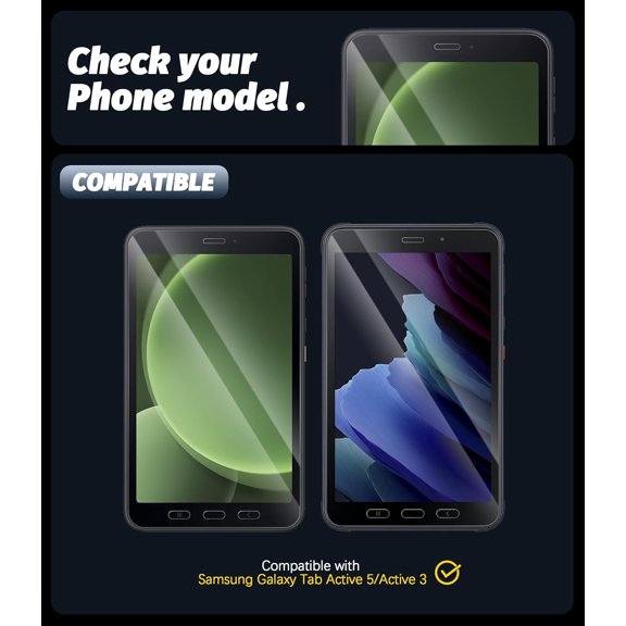 NIJUDA -(2 Pack) Compatible for Samsung Galaxy Tab Active 5 / Active3 (8 inch) Tempered Glass Screen Protector, Protector De Pantalla 9H High Definition Anti-Scratch Bubble-Free