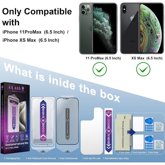 NIJUDA -2 Pack Matte Screen Protector for iPhone 11 Pro Max and iPhon XS MAX 6.5-Inch Auto Dust Removal, No Bubbles, Tempered Glass Film, Easy Installation