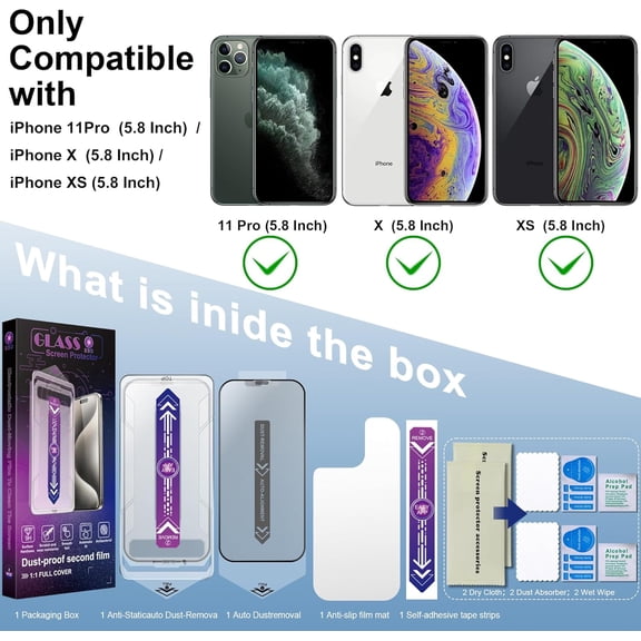 NIJUDA -2 Pack Matte Screen Protector for iPhone 11 Pro and iPhone xs and iPhone x 5.8-Inch Auto Dust Removal, No Bubbles, Tempered Glass Film, Easy Installation