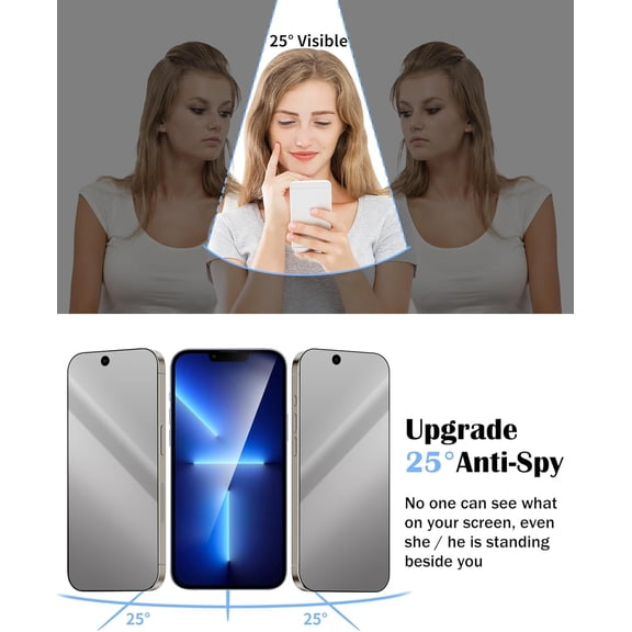 NIJUDA -2 Pack Mirror Screen Protector for iPhone 14 and iPhone 13/13 Pro Tempered Glass Mirrored Effect Anti-Spy Full Coverage Easy Installation Frame 9H Hardness Anti-Scratch 6.1 inch (Silver)