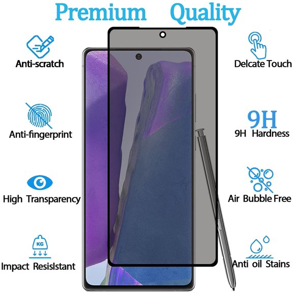NIJUDA -[2 Pack] Privacy Screen Protector for Samsung Galaxy Note 20 5G, 9H Hardness Anti-Scratch, Anti Spy, Full Coverage, HD Tempered Glass Screen Protector Compatible Samsung Galaxy Note 20 5G