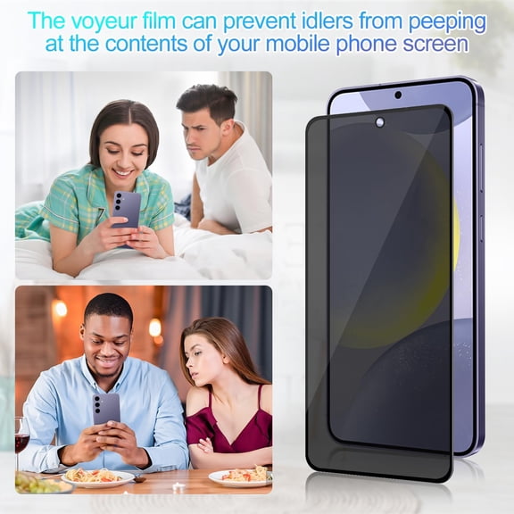 NIJUDA -2 Pack Privacy Screen Protector for Samsung Galaxy S24 [Anti-Spy Tempered Glass] [Fingerprint Unlock Support], Anti-Scratch, Bubble-Free, Easy Install 9H Protective Glass for Galaxy S24