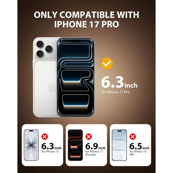 NIJUDA -2 Pack Privacy Screen Protector for iPhone 17 Pro (2025) 6.3 inch Black Anti Spy Tempered Glass