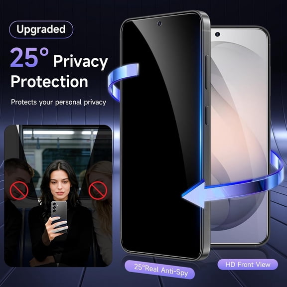 NIJUDA -2 Pack for Samsung Galaxy S26 Privacy Screen Protector, 25 Anti Spy 9H Tempered Glass for S26, Fingerprint Unlock Support, Full Coverage, Case Friendly, Easy Install, Anti-Scratch
