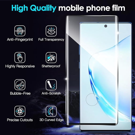 NIJUDA -2 Pack Screen Protector For Samsung Galaxy Note 10 Plus Tempered Glass, Anti Scratch, 9H Hardness,Bubble Free, HD Clear,Easy to Install,3D Curved Full Coverage
