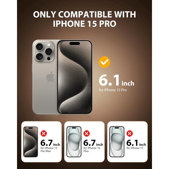NIJUDA -2 Pack Screen Protector for iPhone 15 Pro (2023) 6.1 inch Shatterproof Tempered Glass Edge Coverage