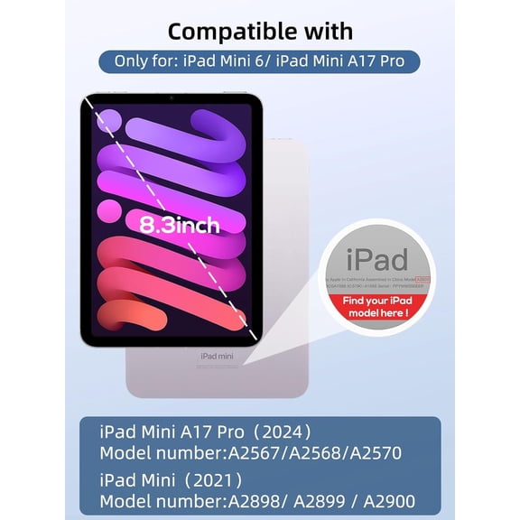 NIJUDA -2 Pack Screen Protector for iPad Mini 7 Generation A17 Pro [2024],iPad Mini 6 Generation [8.3 Inch2021],9H Hardness Tempered Glass Film,Case Friendly,Touch Sensitive,Anti-ScratchClear
