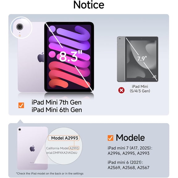 NIJUDA -2 Pack Screen Protector for iPad Mini 7th/6th (8.3 Inch, 2024/2021) with Easy-Install Tray[Military Grade Shatterproof] 9H+ Hardness Tempered Glass, HD Clarity, Dust & Bubble Free