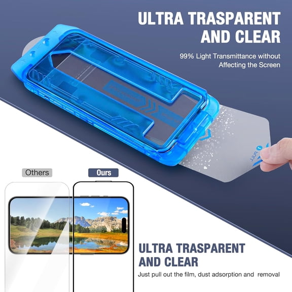 NIJUDA -2-Pack Screen Protector for iPhone 16 Pro Max 6.9-inch,9H Tempered Glass, High Definition Clear, Full Coverage, Anti-Fingerprint, Auto Dust-Elimination, No Bubble, Easy Installation