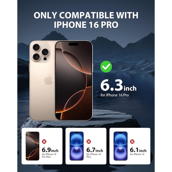 NIJUDA -2 Pack for iPhone 16 Pro Matte Screen Protector 6.3 inch, Anti Fingerprint Anti Glare Screen Protector Tempered Glass Easy Installation