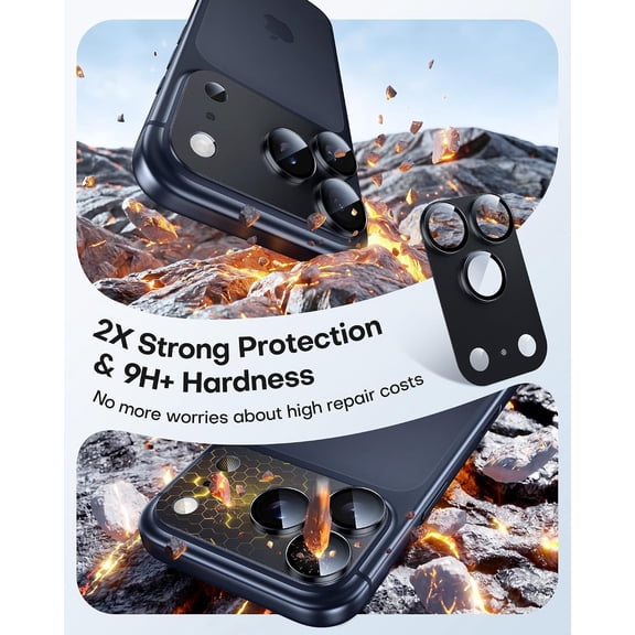 NIJUDA -2 Pack for iPhone 17 Pro Camera Lens Protector, Full Coverage Military-Grade Shatterproof, Upgrade AR Anti-Reflection Ultra Clear Transmission & Case Friendly, Black