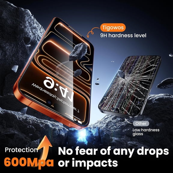 NIJUDA -2-Pack for iPhone 17 Pro Max Screen Protector,[Double Shatterproof Tempered Glass] [9H+ Hardness],99.99% HD Clear,Full Coverage,Anti Scratch & Smudge,Easy Installation