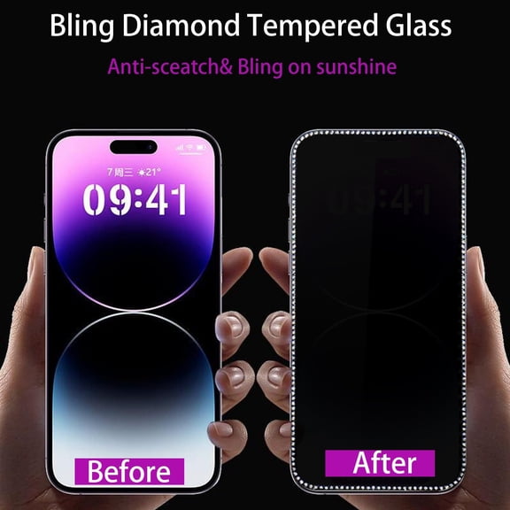 NIJUDA -2PCS Glitter Screen Protector suit for iPhone XS Max/iPhone 11 Pro Max,Diamond Bling Shiny Sparkling Tempered Glass Suit for iPhone XS Max/iPhone 11 Pro Max 6.5Inch