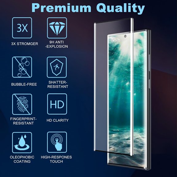 NIJUDA -3 Pack Galaxy Note 20 Ultra Screen Protector, HD Clear Tempered Glass, Fingerprint Unlock, 3D Curved, Scratch Resistant, No Bubble for Samsung Galaxy Note 20 Ultra 5G Glass Screen Protector
